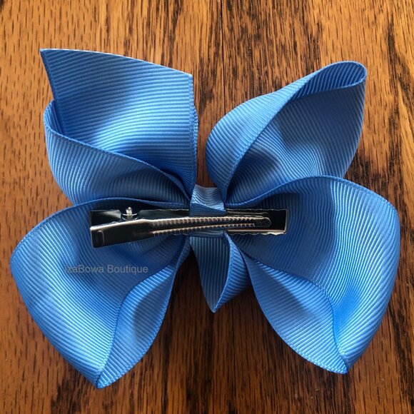 Ocean Blue 4" Boutique Bow  HANDCRAFTED - Picture 2 of 3